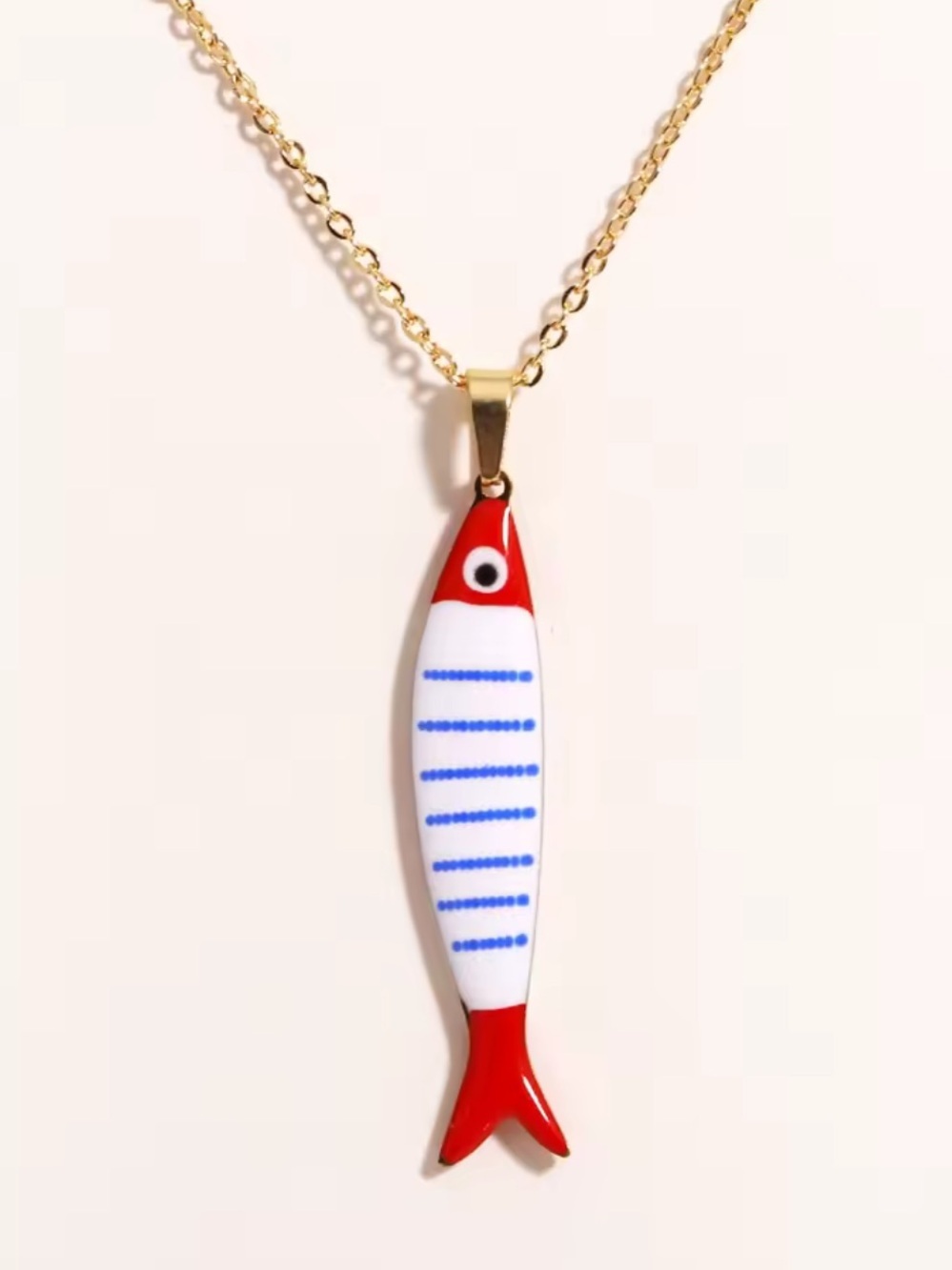 Cute Red Fish Gold Necklace